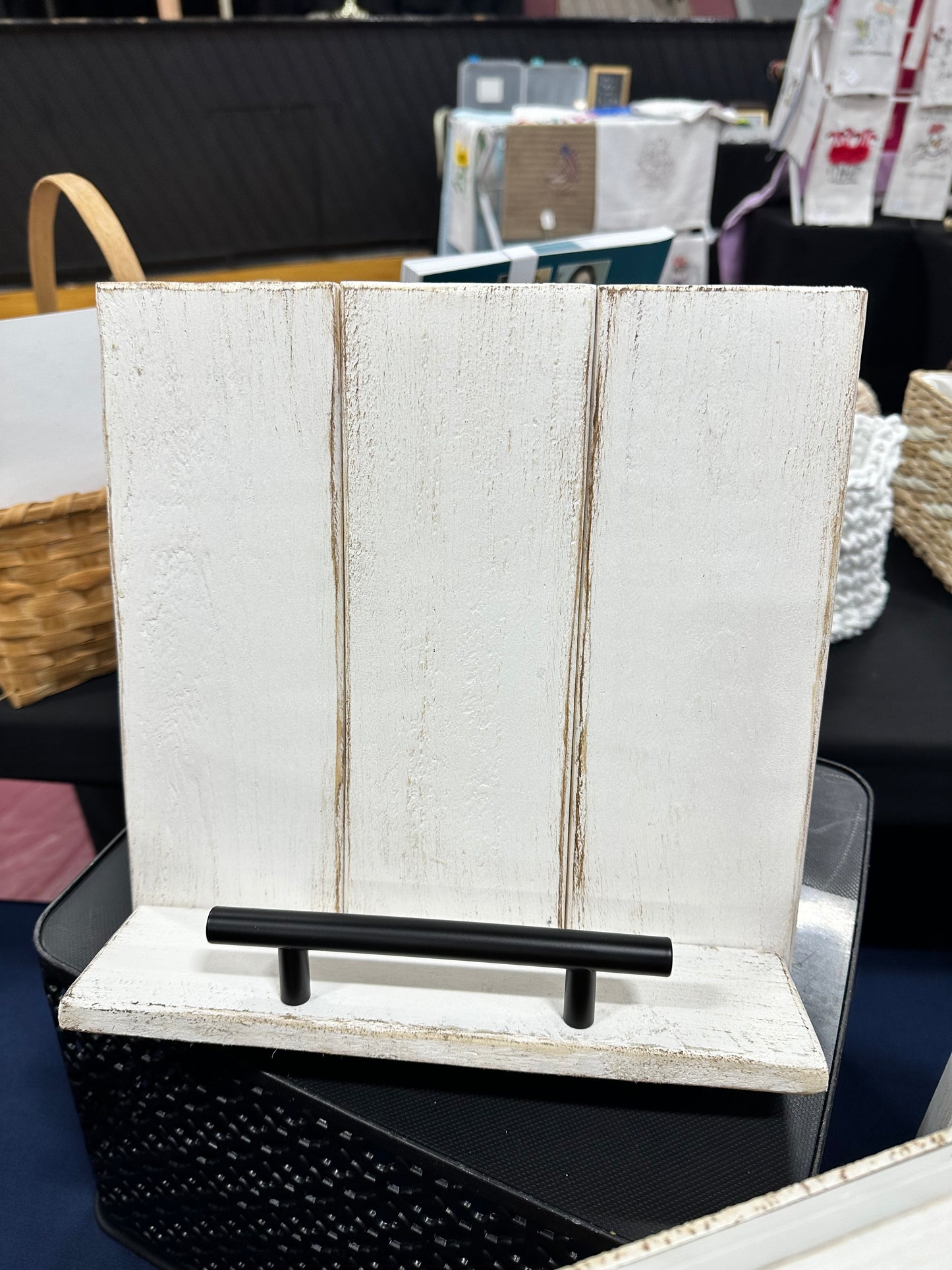 Handmade Recipe Book & iPad Holder – Distressed White or Blue Floral Accent | Rustic Farmhouse Kitchen Stand
