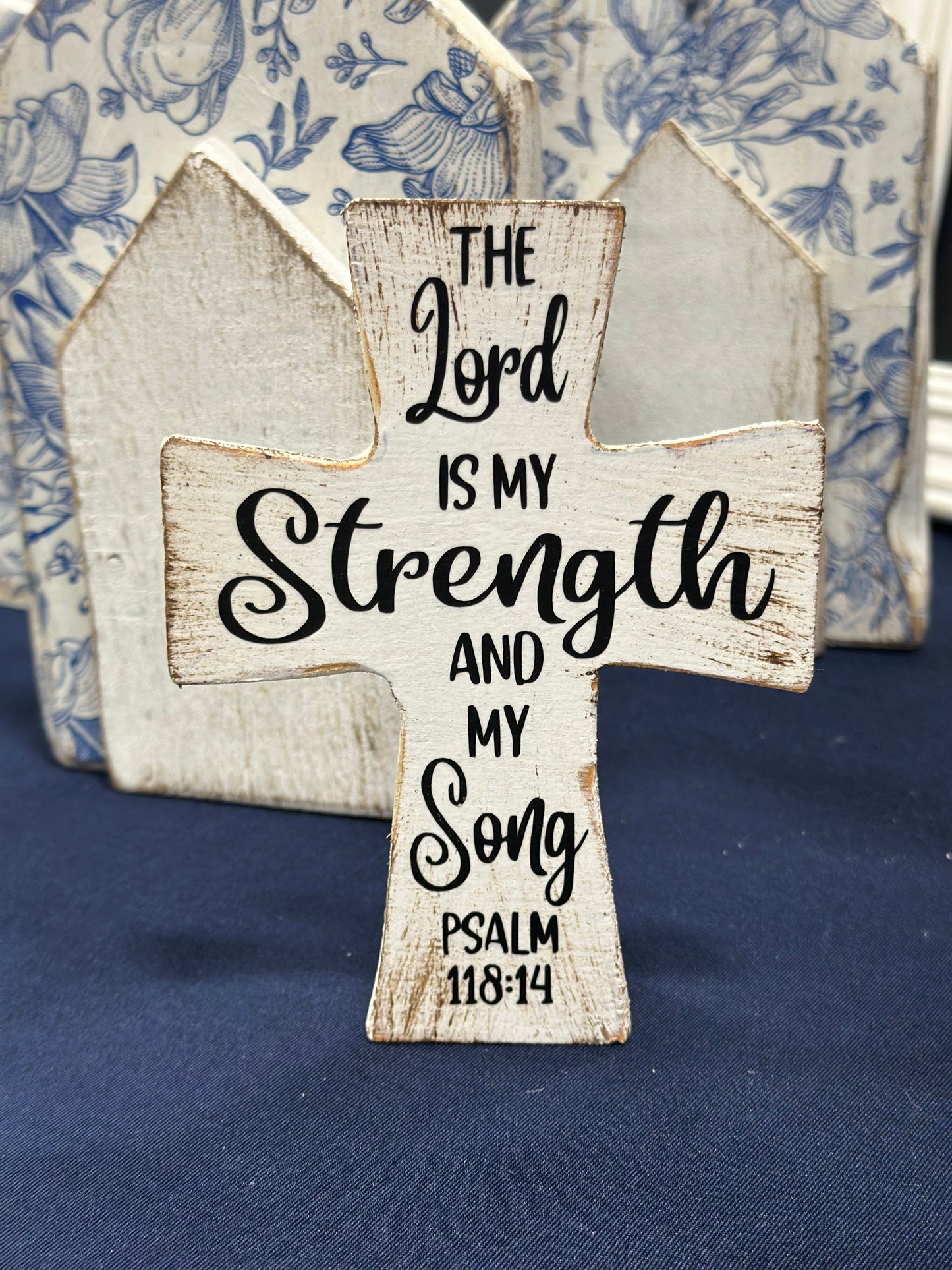 6-Inch Freestanding Wooden Cross – Repurposed Wood | Inspirational Décor with Choice of Finish & Scripture