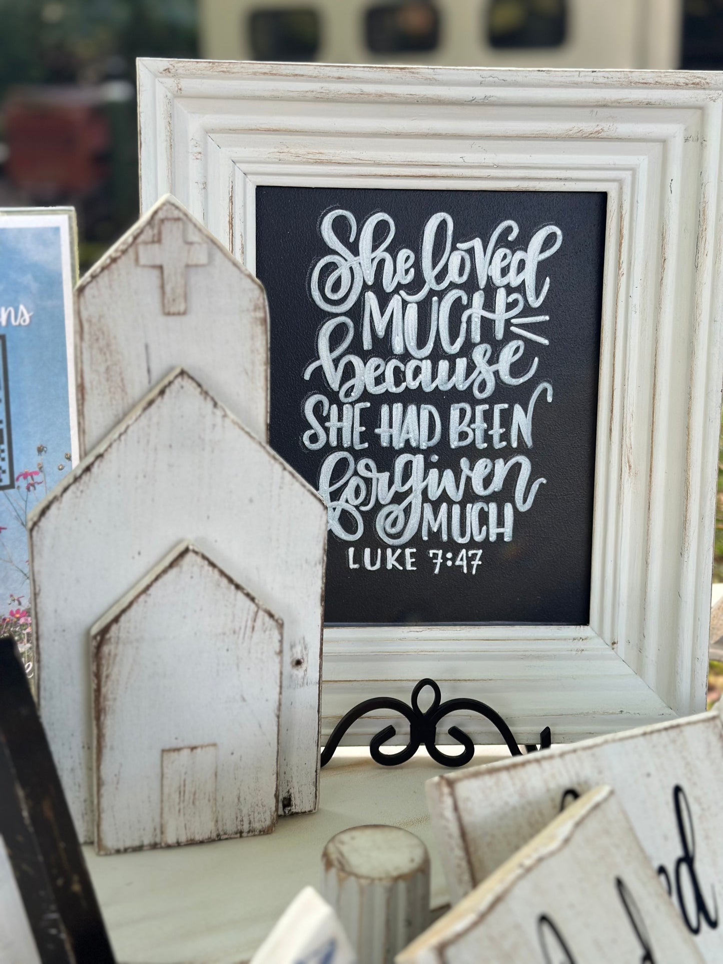 Reclaimed Wood Church Decor – Handmade Rustic Cross Free-standing Art for Weddings & Memorials
