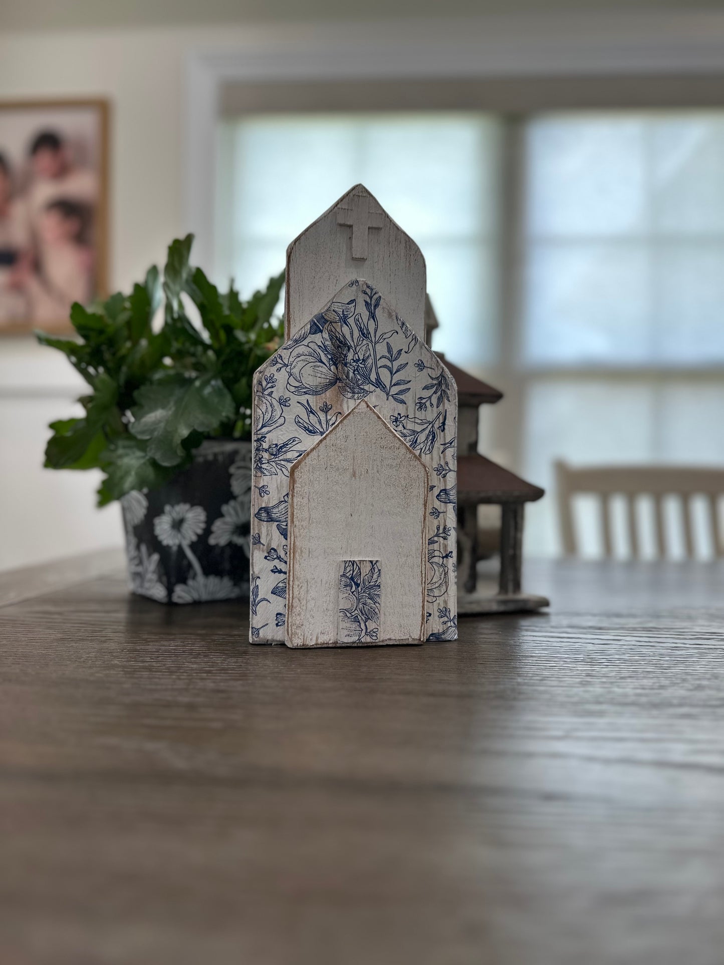 Reclaimed Wood Church Decor – Handmade Rustic Cross Free-standing Art for Weddings & Memorials