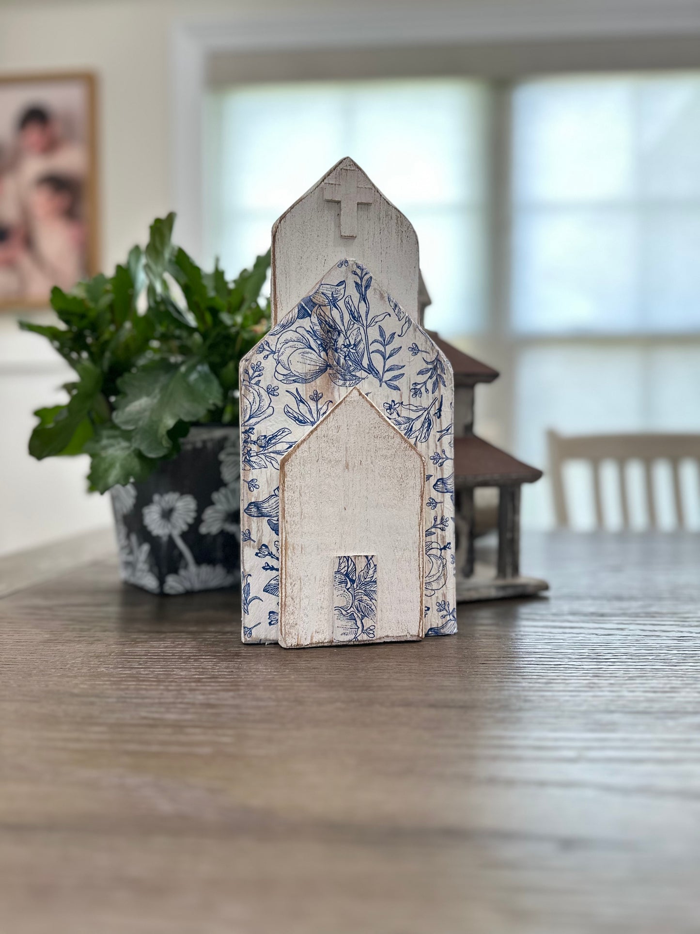 Reclaimed Wood Church Decor – Handmade Rustic Cross Free-standing Art for Weddings & Memorials