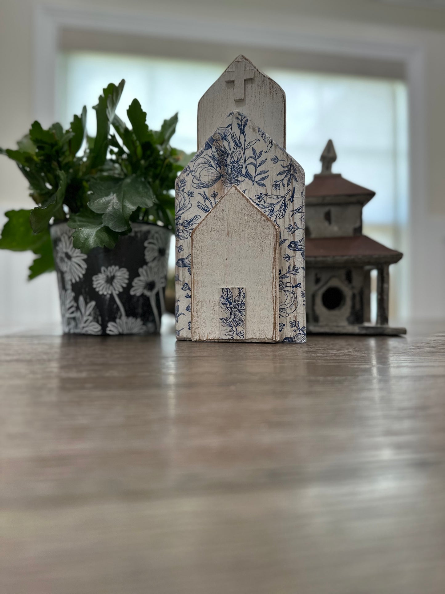 Reclaimed Wood Church Decor – Handmade Rustic Cross Free-standing Art for Weddings & Memorials