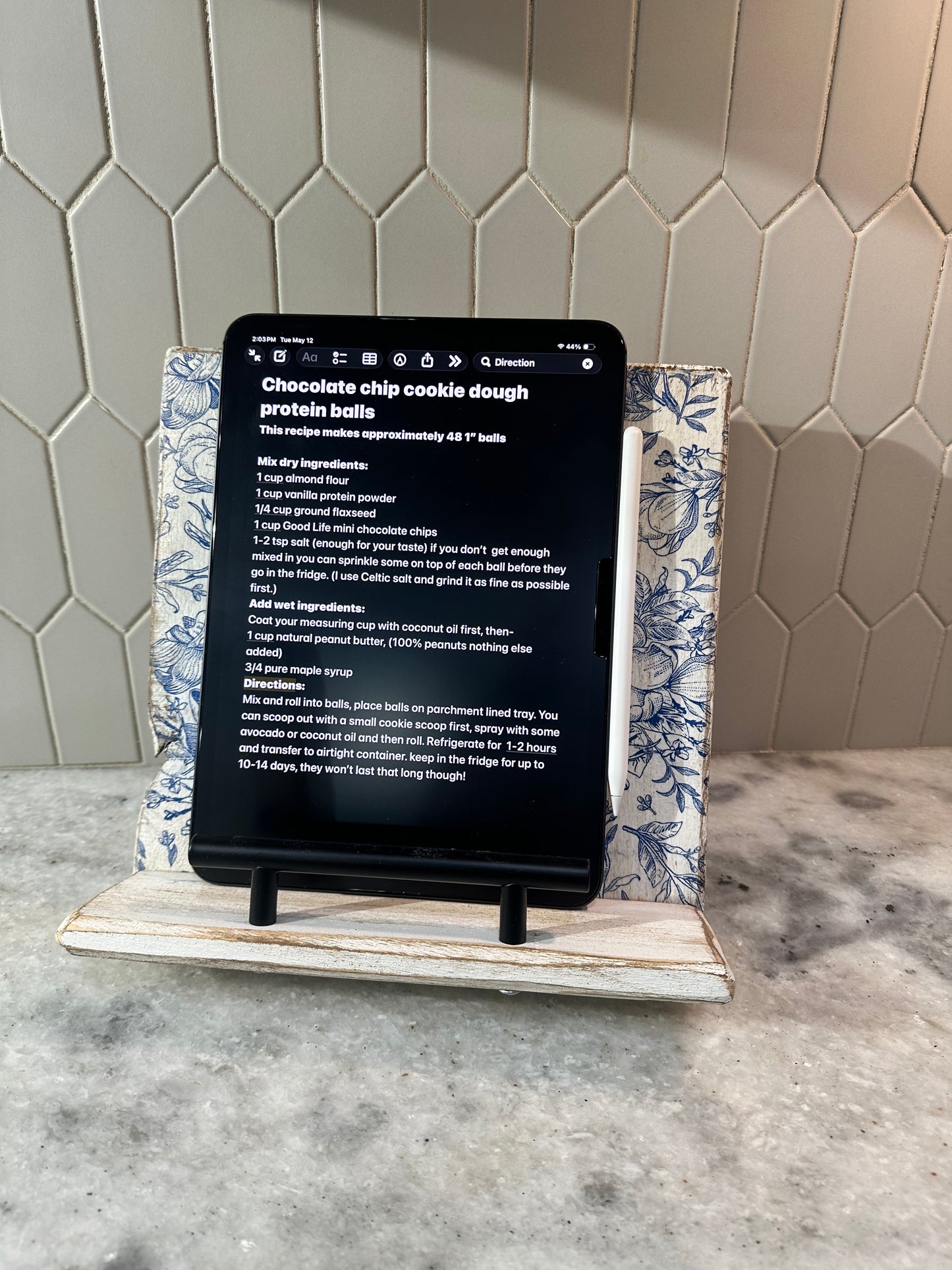 Handmade Recipe Book & iPad Holder – Distressed White or Blue Floral Accent | Rustic Farmhouse Kitchen Stand