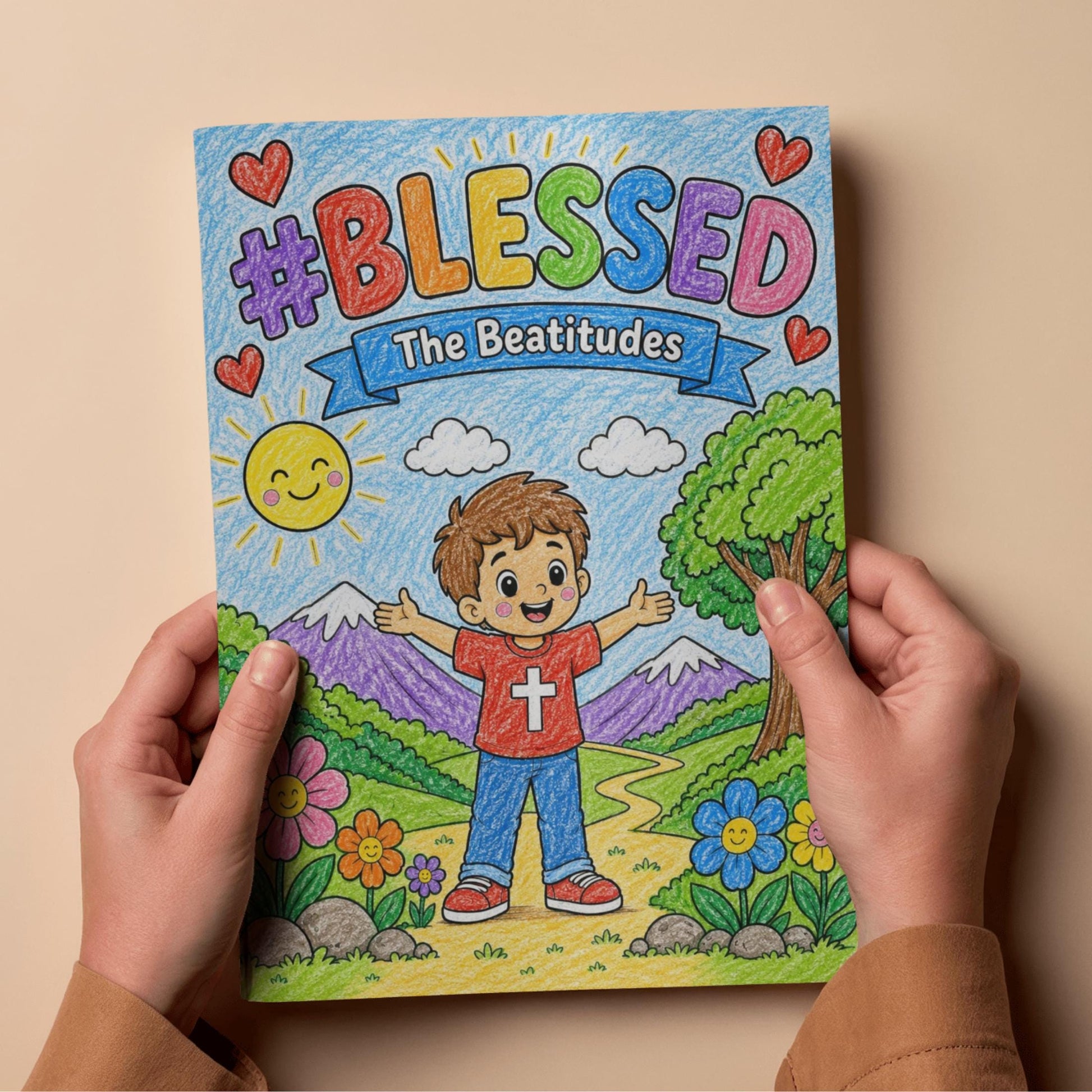 Bible Study Coloring Book Personalized Name Boy Sunday School Activity Pages Beatitudes Learning Worksheets Kids Faith Journal Religious Gift Ideas Devotional Craft Activities Homeschool Resources Christian Education Materials Blessed Child