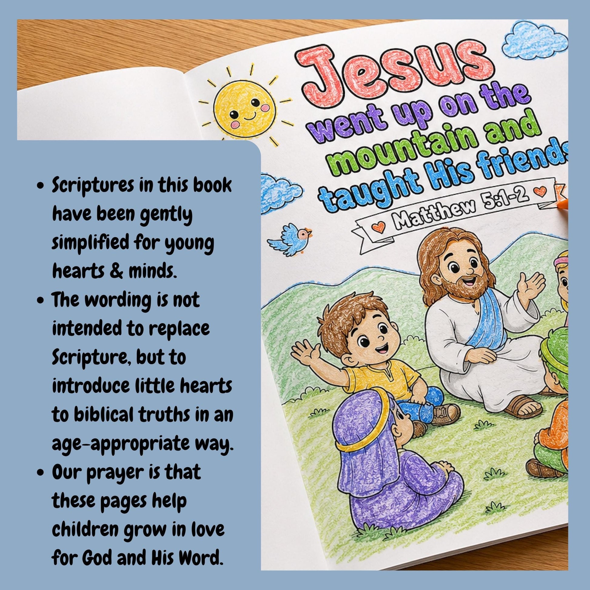 Personalized Beatitudes Activity Christian Coloring Book Faith Based Bible Pages Kids Religious Learning Resource Gospel Study Materials Church Youth Gift Sunday School Supplies Spiritual Education Tool Blessed Scripture Meditation