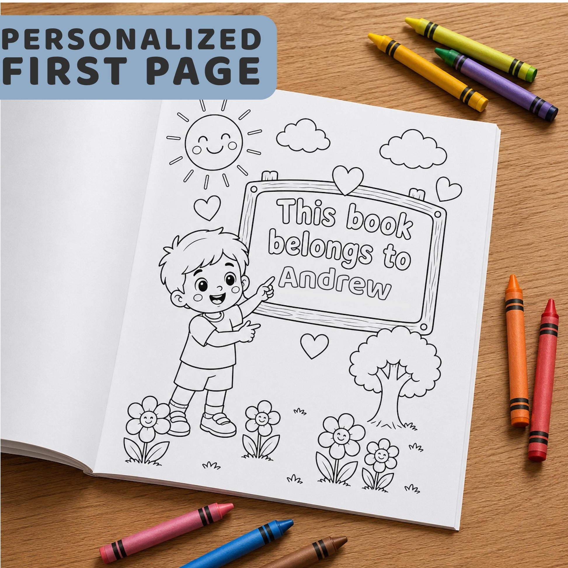 Custom Name Faith Journal Boy Personalized Religious Gift Ideas Bible Activity Coloring Book Sunday School Learning Materials Beatitudes Study Pages Devotional Worksheets Kids Homeschool Resources Christian Education Activities Blessed