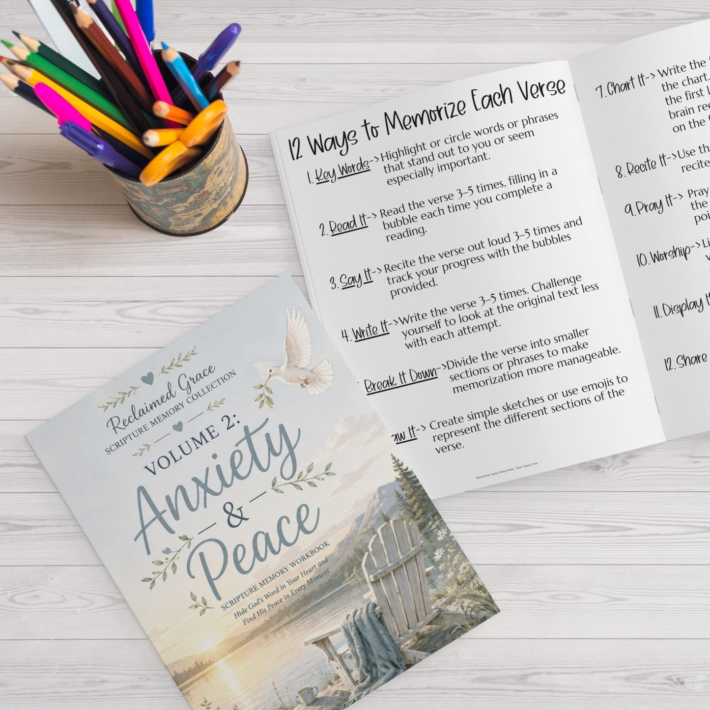 Christian Anxiety Journal – Scripture Memory & Verse Coloring